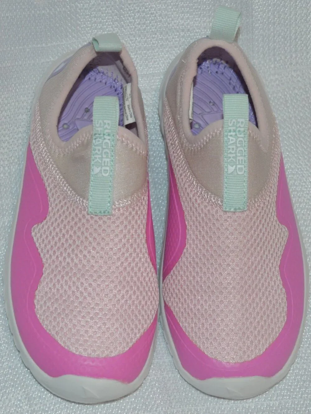 Rugged Shark girl’s little shoes size 12 pink/green aqua shoes